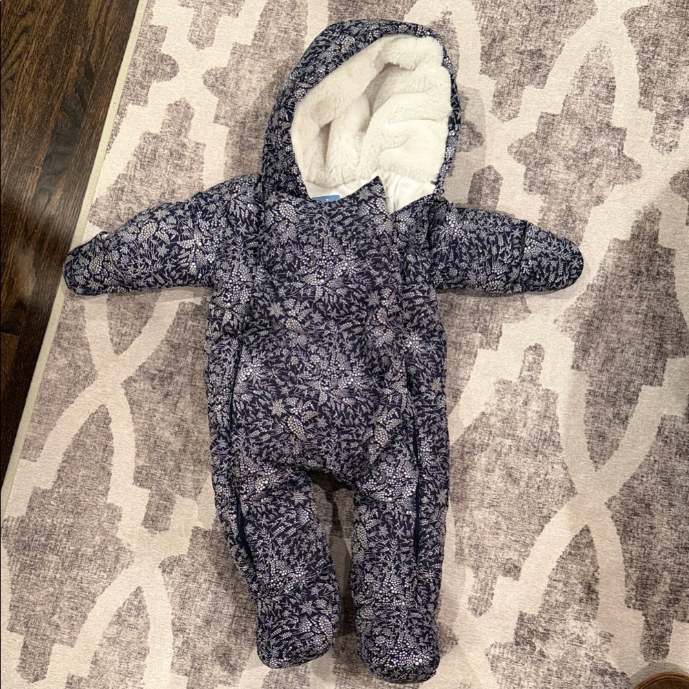 Jacadi Navy Floral Kids One Piece Footie